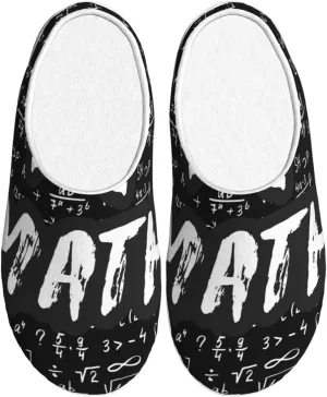 I love Math Men's Women's Memory Foam Slippers Comfort Flannel Closed Toe House Shoes Indoor Scuff