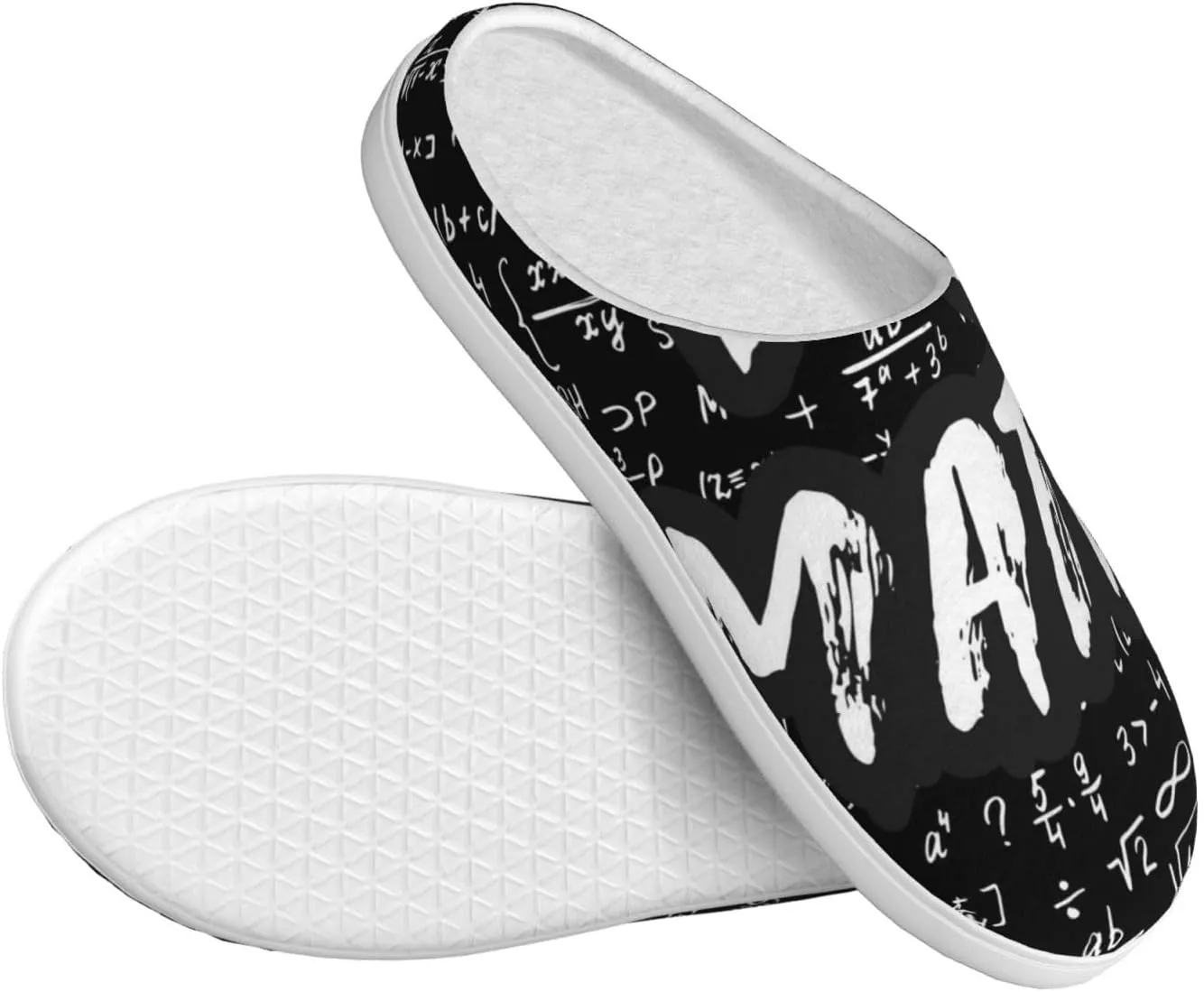 I love Math Men's Women's Memory Foam Slippers Comfort Flannel Closed Toe House Shoes Indoor Scuff
