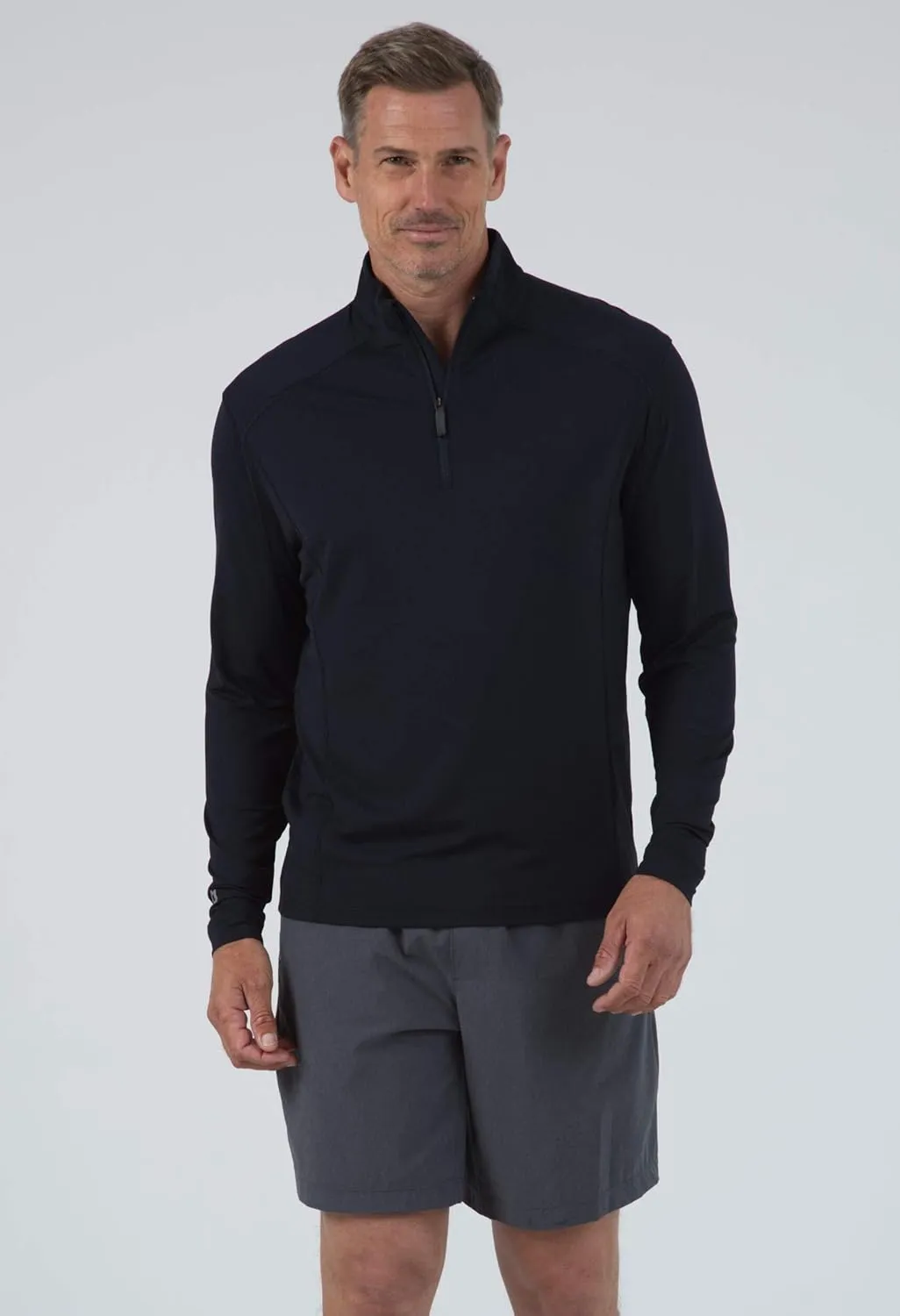 IBKUL Men's Athleisure Wear Sun Protective UPF 50  Icefil Cooling Tech Long Sleeve Mock-Neck Pullover - 90199