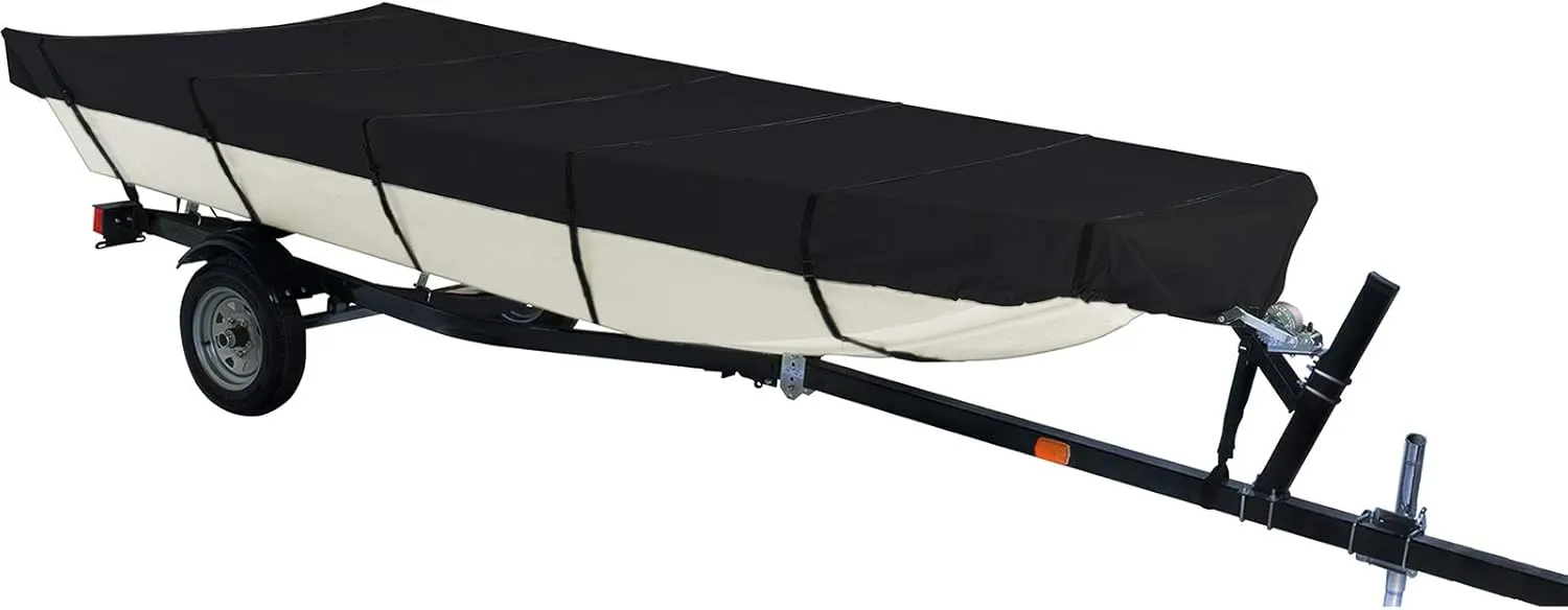 iCOVER Jon Boat Cover, Heavy Duty Marine Grade Waterproof Polyester Canvas, Trailerable Jon Boat Covers