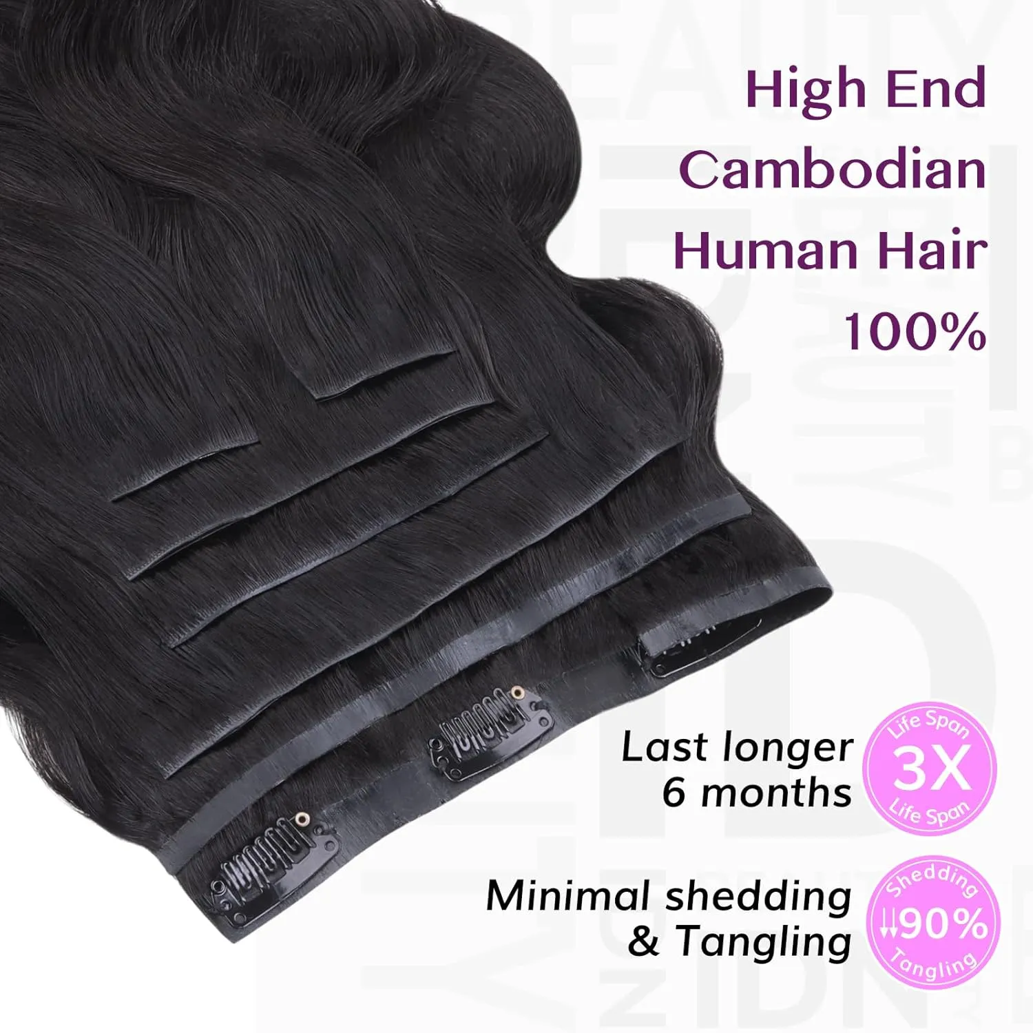 IDN BEAUTY 5 2 Invisi Edge Seamless Clip in Hair Extensions Human Hair Combo Pack, Body Wave 14 Inch 100g 5pcs Invisible Edge and 2pcs Seamless Clip ins for Black Women Natural Black No Leave Out
