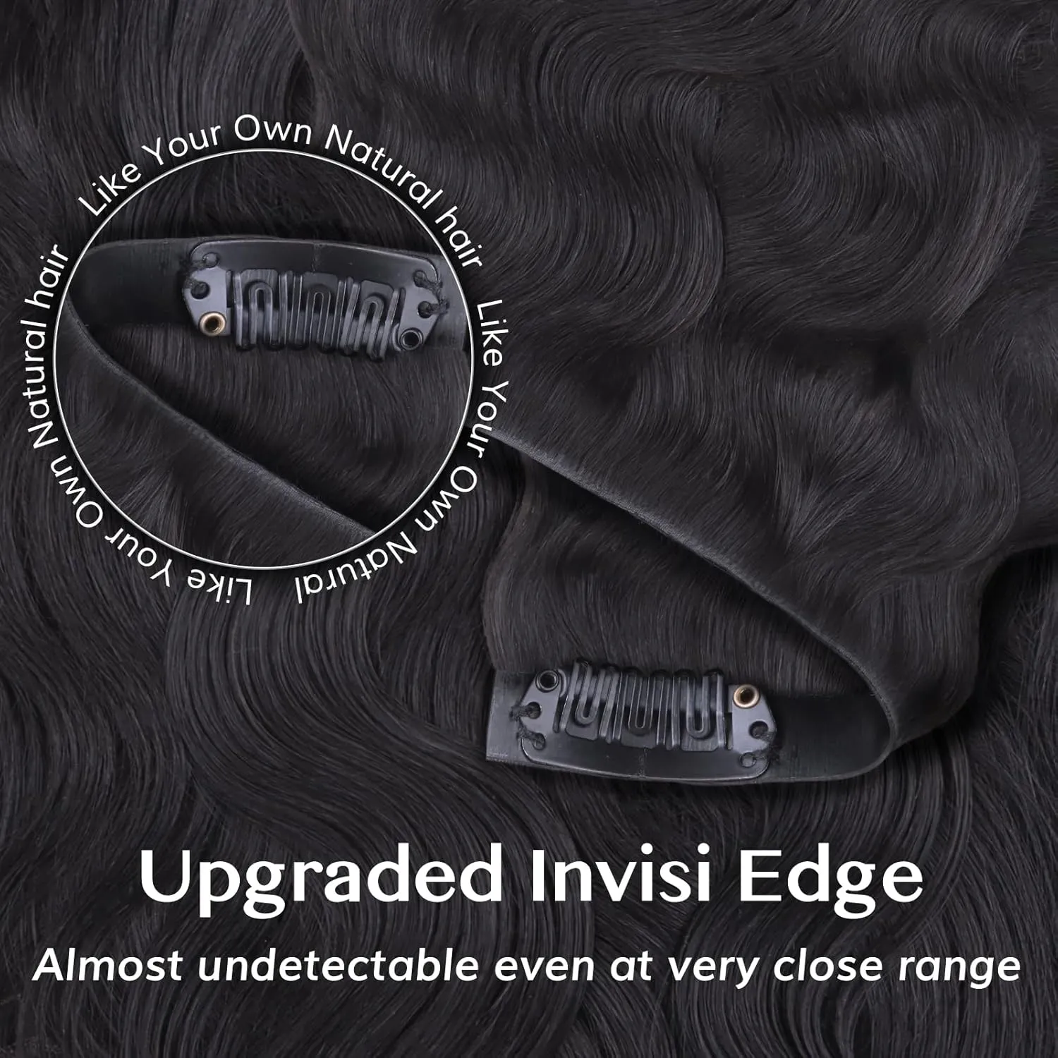 IDN BEAUTY 5 2 Invisi Edge Seamless Clip in Hair Extensions Human Hair Combo Pack, Body Wave 14 Inch 100g 5pcs Invisible Edge and 2pcs Seamless Clip ins for Black Women Natural Black No Leave Out