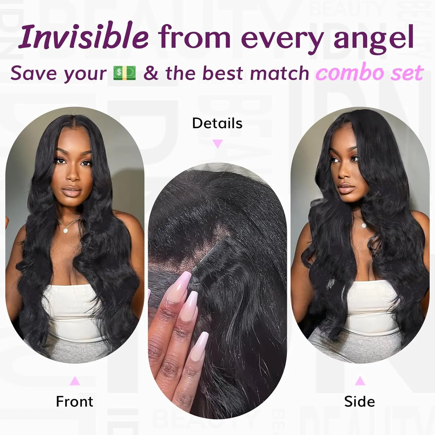 IDN BEAUTY 5 2 Invisi Edge Seamless Clip in Hair Extensions Human Hair Combo Pack, Body Wave 14 Inch 100g 5pcs Invisible Edge and 2pcs Seamless Clip ins for Black Women Natural Black No Leave Out