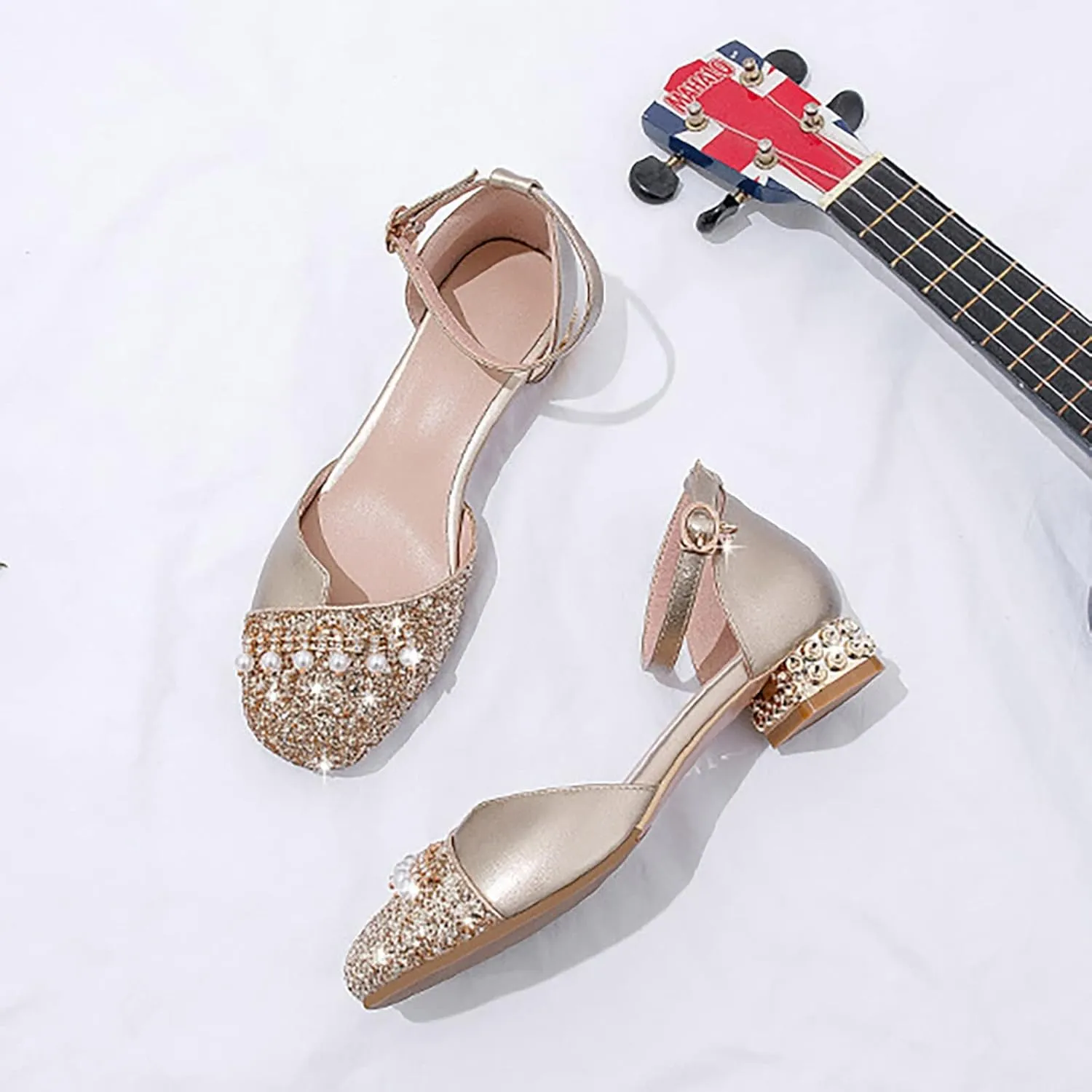 Infant Baby Girls Mary Jane Flats Bow Non-slip Moccasins Rubber Sole Mary Jane Crib Shoes Baptism Dress Shoes