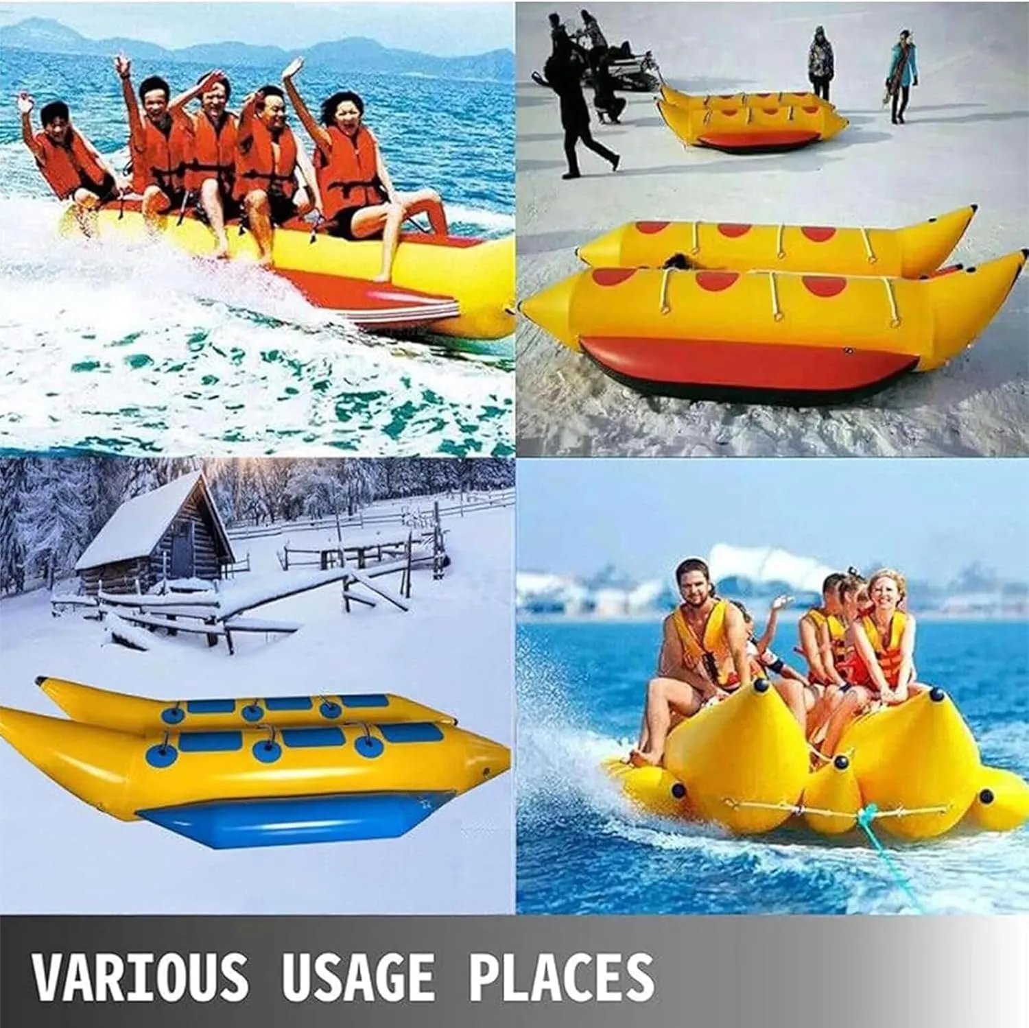 Inflatable Banana Boat, Towable Banana Boat Tube, Water Park Amusement Equipment, Suitable for Rivers, Oceans (5 People)