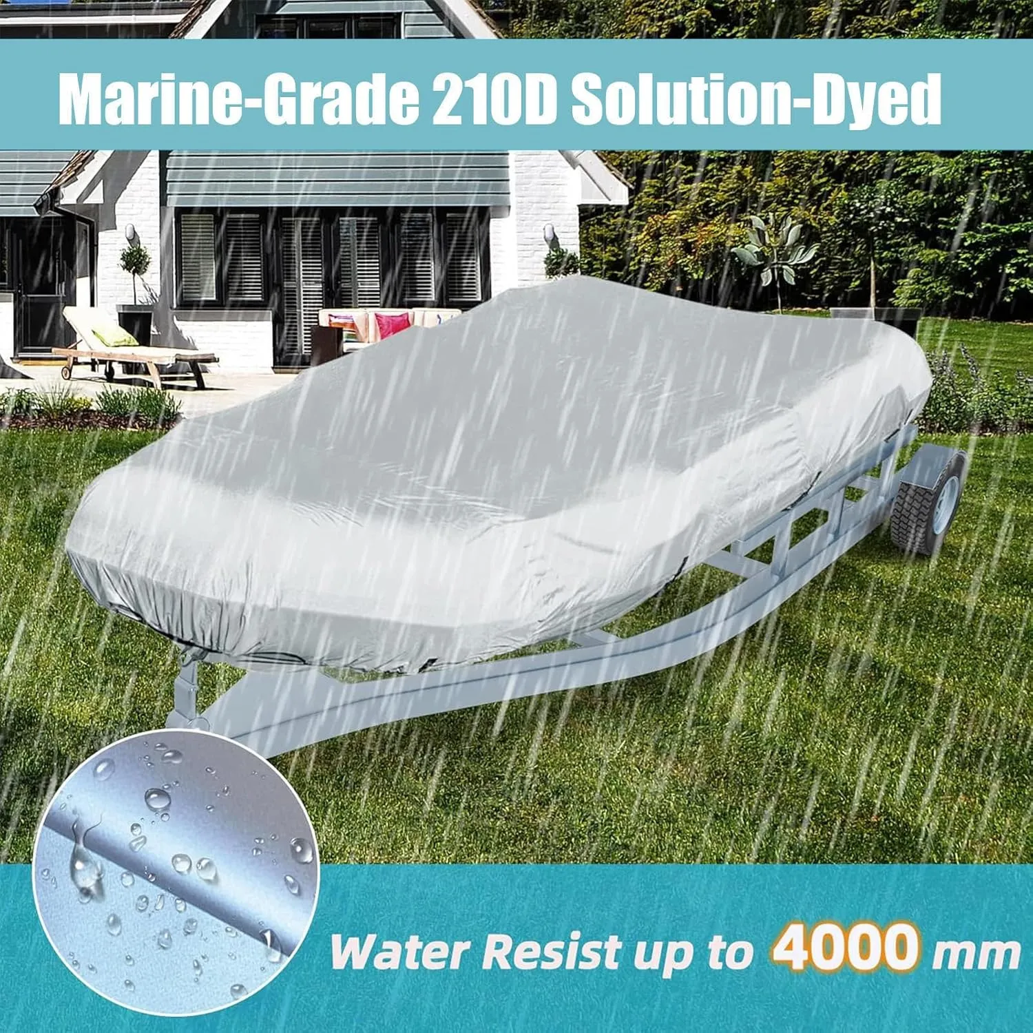 Inflatable Boat Cover 7 Sizes Boat Tarp Waterproof Anti-UV Boat Tarp for Small Inflatable and Rigid Inflatable Boats,420 * 210 * 46cm