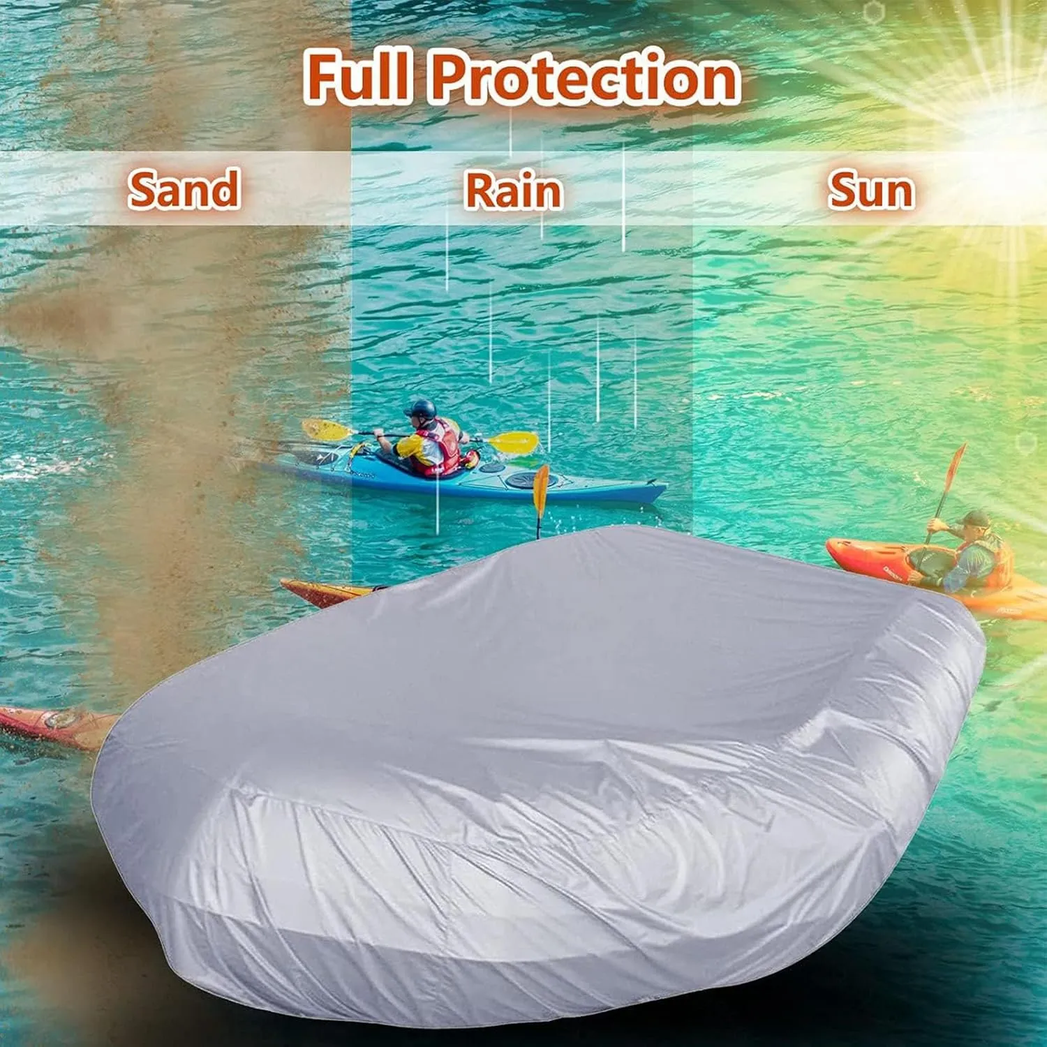 Inflatable Boat Cover 7 Sizes Boat Tarp Waterproof Anti-UV Boat Tarp for Small Inflatable and Rigid Inflatable Boats,420 * 210 * 46cm