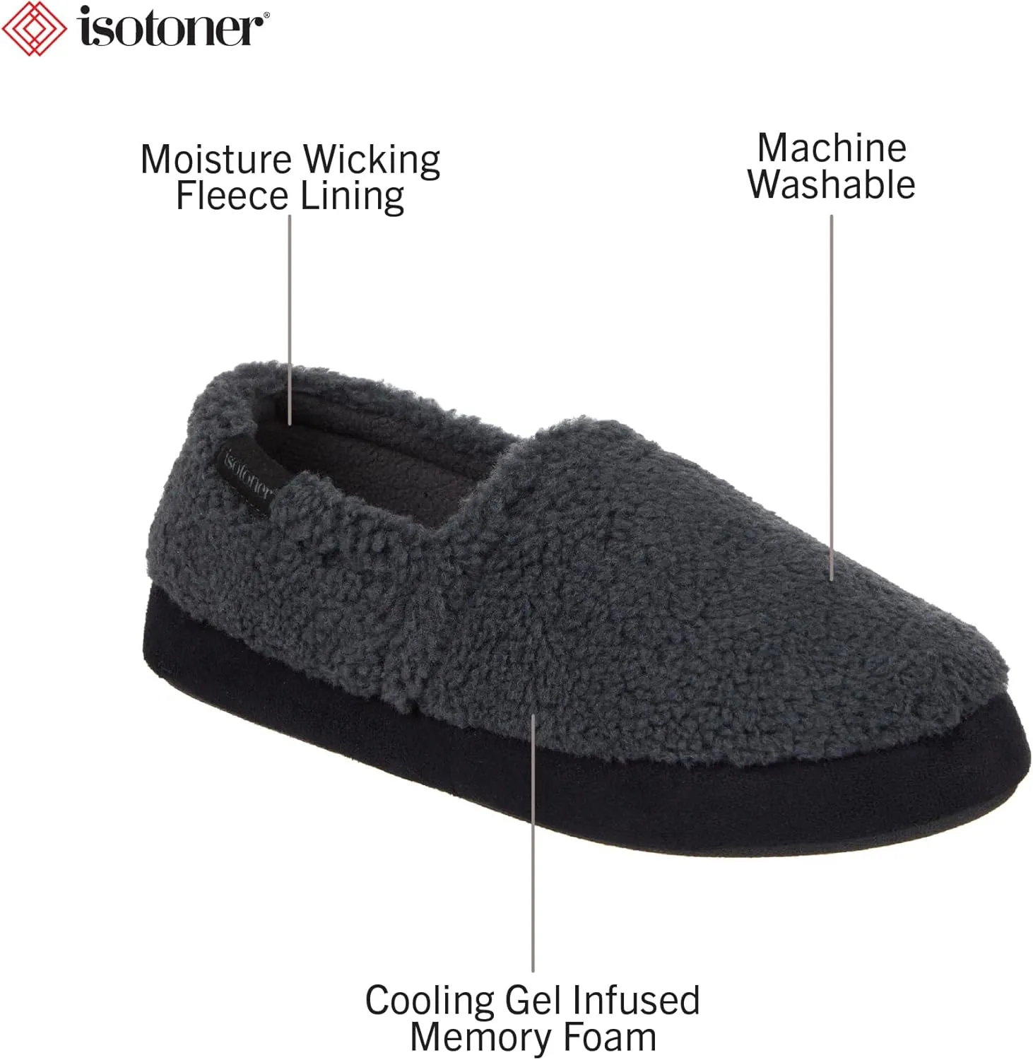 isotoner Men's Berber Aspen Closed Back Slippers