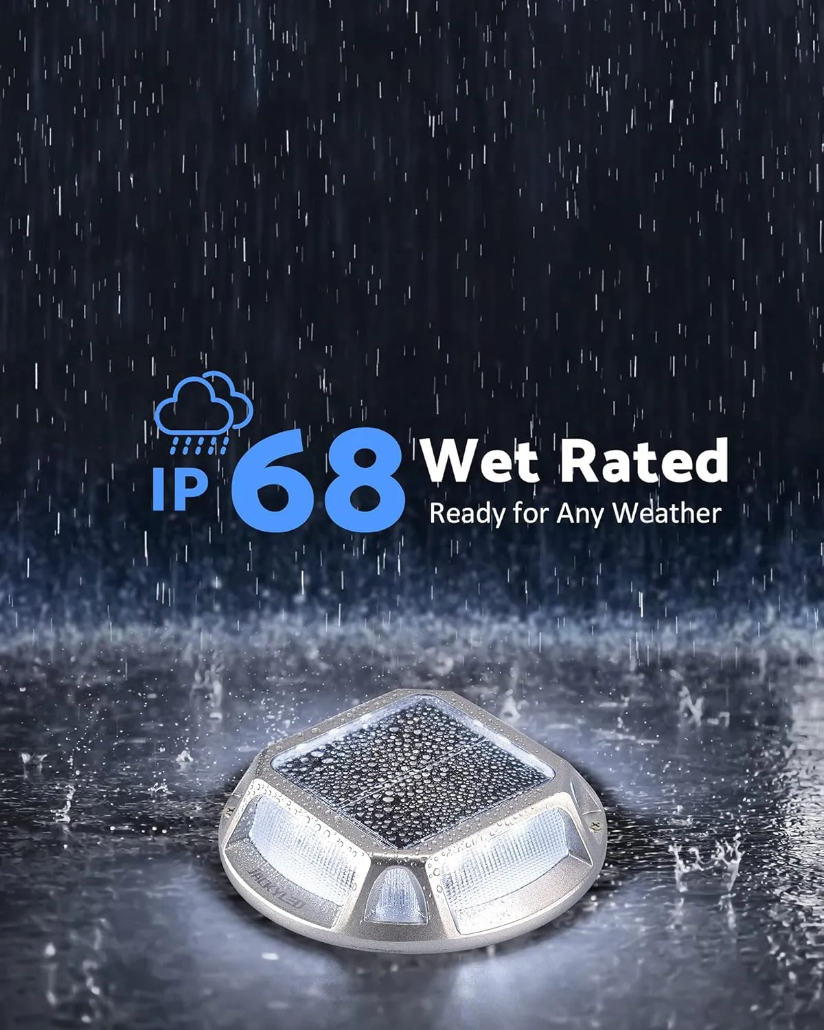 JACKYLED Solar Dock Lights Marine Driveway Lights, IP68 Waterproof 12 LED Solar Powered Warning Step Lights, Aluminum Road Marker for Boat Deck Garage Parking Lot Sideway (8 Pack)