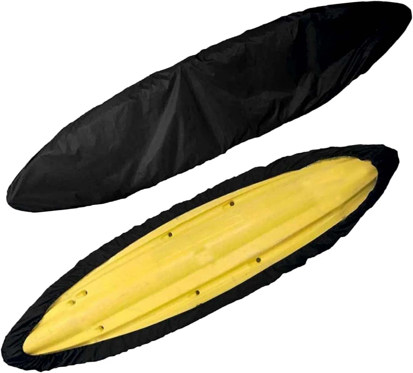 J&C Kayak Covers for Outdoor Storage Waterproof Canoe Cover Dust Proof Fits 8ft 10ft 12ft 13ft 14ft 15 16 17 18ft 19 ft 210D Polyester Anti Sunlight Fishing Boat Protector Black (13.4-14.8ft)