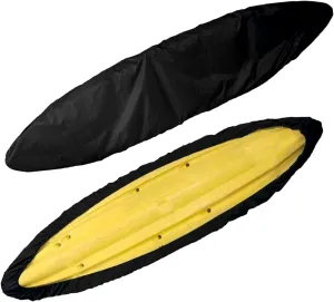 J&C Kayak Covers for Outdoor Storage Waterproof Canoe Cover Dust Proof Fits 8ft 10ft 12ft 13ft 14ft 15 16 17 18ft 19 ft 210D Polyester Anti Sunlight Fishing Boat Protector Black (13.4-14.8ft)