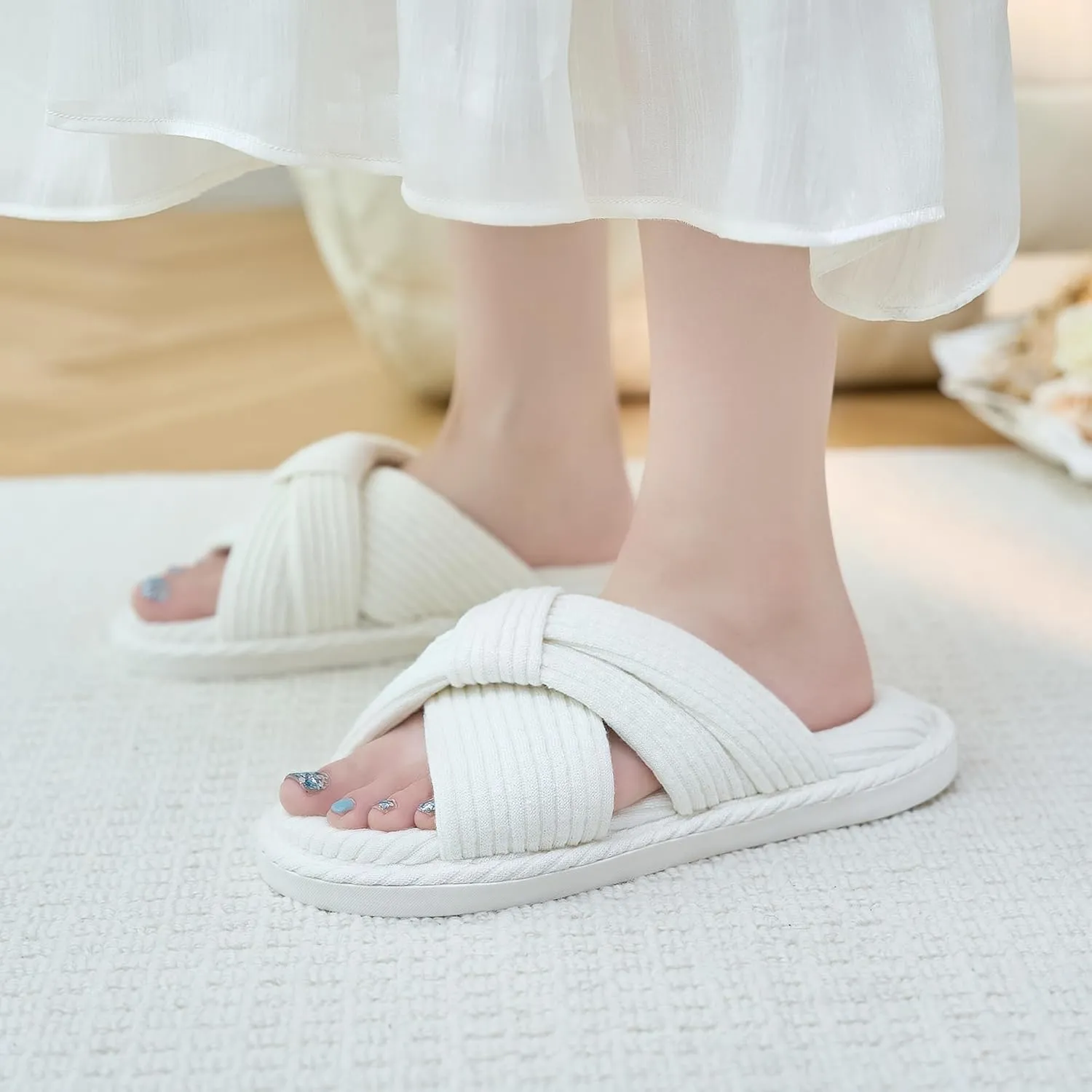 Jerzmy Cross Slippers for Women, Comfy Memory Foam House Bedroom Slippers Trendy Woman Gifts Home Shoes for Room Indoor Kitchen