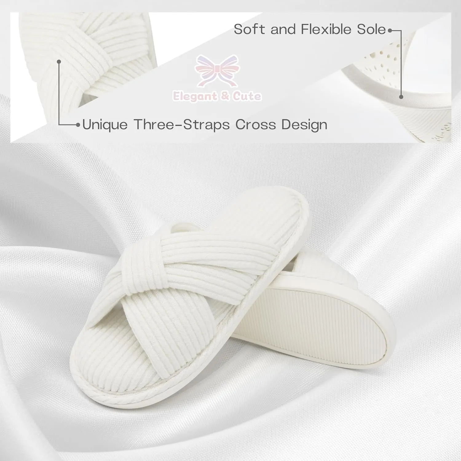 Jerzmy Cross Slippers for Women, Comfy Memory Foam House Bedroom Slippers Trendy Woman Gifts Home Shoes for Room Indoor Kitchen