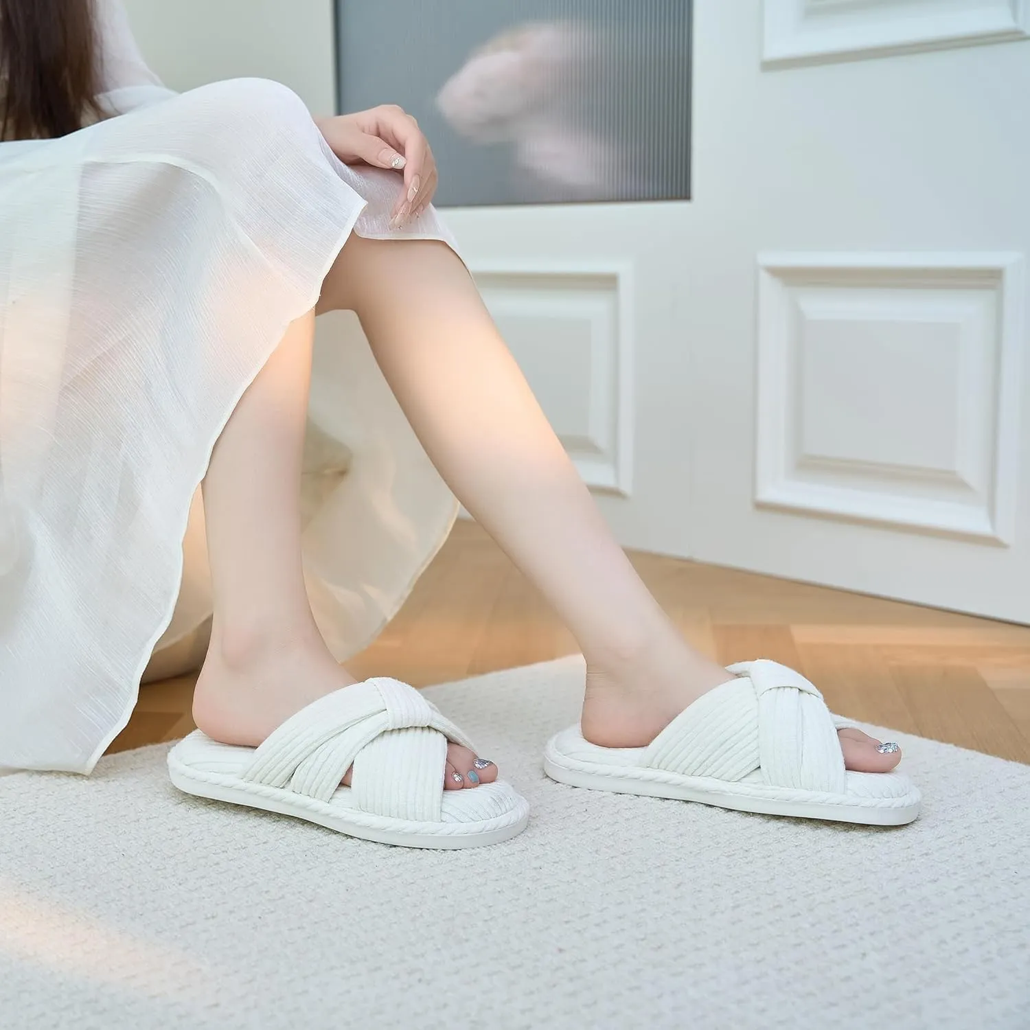Jerzmy Cross Slippers for Women, Comfy Memory Foam House Bedroom Slippers Trendy Woman Gifts Home Shoes for Room Indoor Kitchen