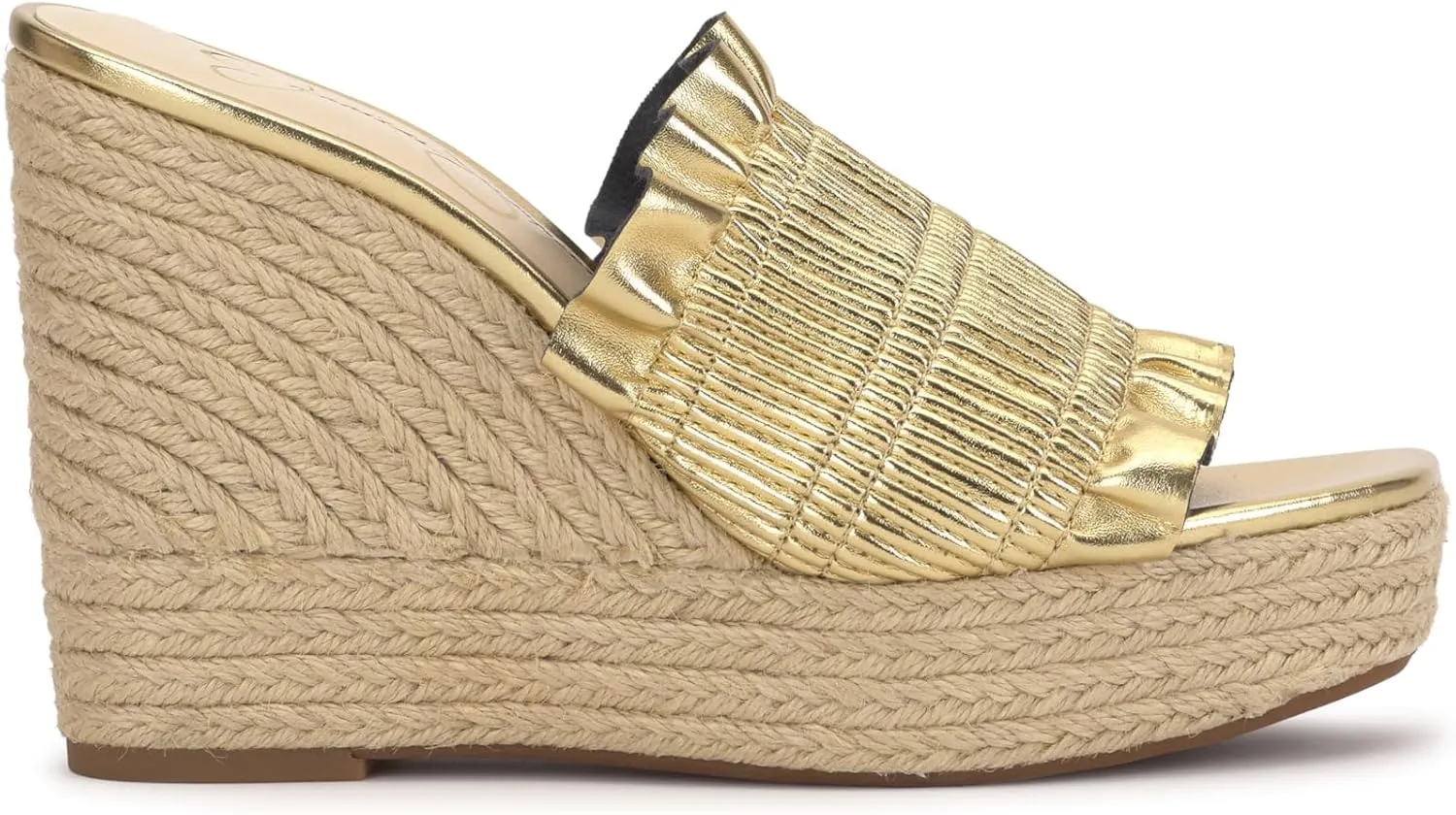 Jessica Simpson Womens Serilda Faux Leather Ruffled Wedge Sandals