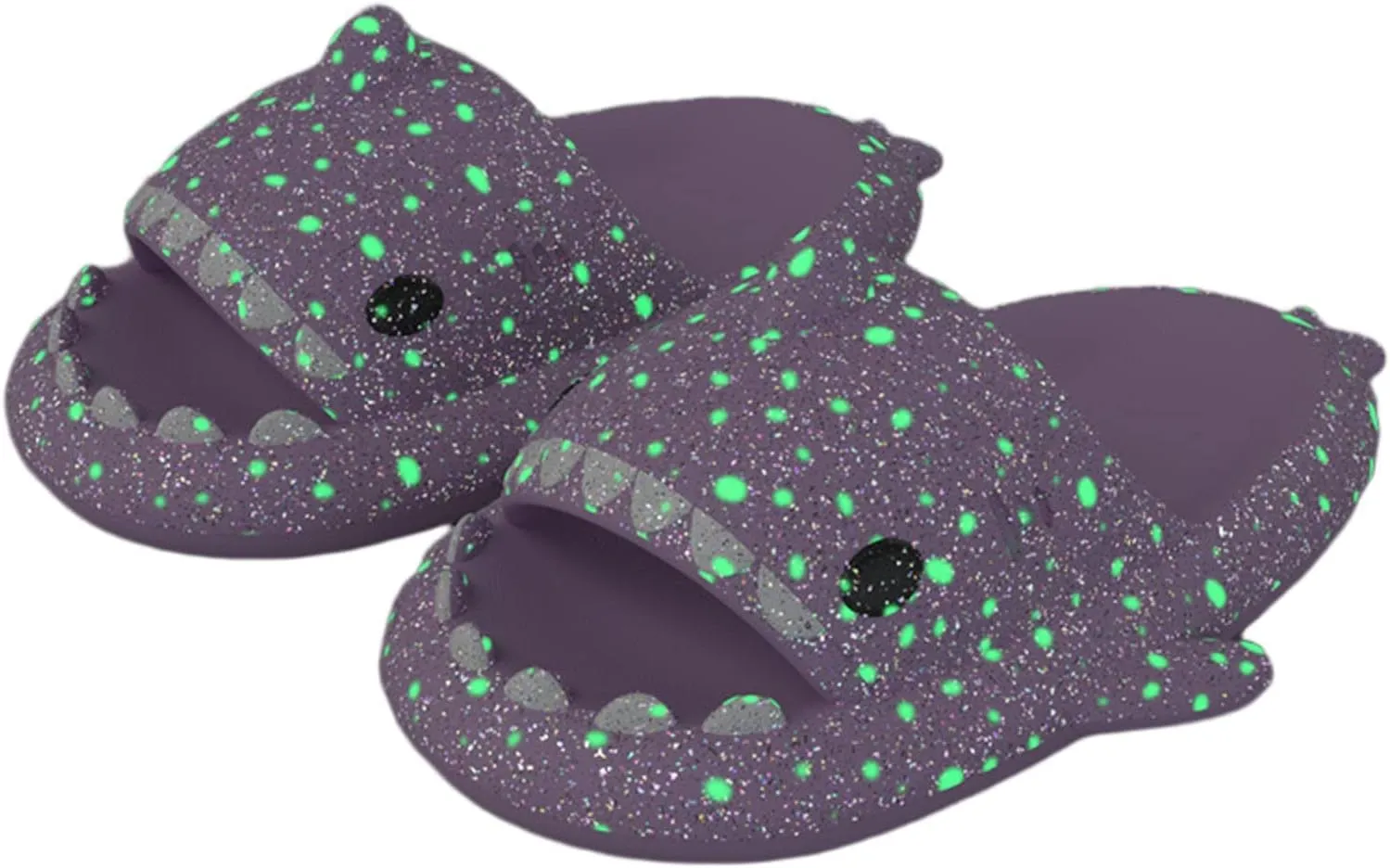 Kapley Galaxy Shark Slides Glow In The Dark, Cloud Starry Sky Luminous Shark Slides for Women Men
