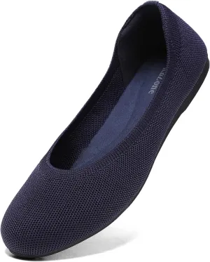 KBZone Women's Knit Ballet Flats Fashion Pointed Toe Walking Shoes Casual Slip-on Ballet Shoes