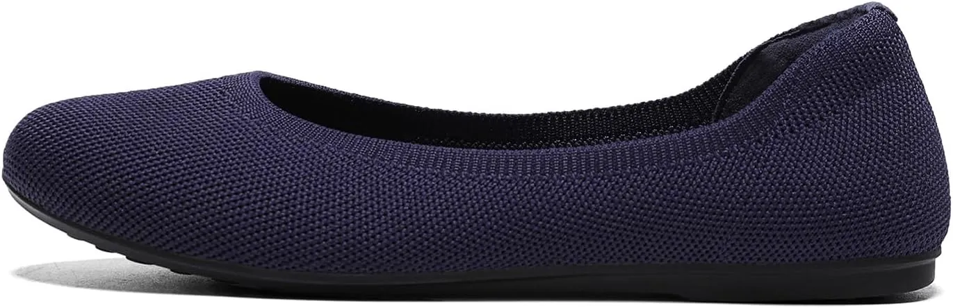 KBZone Women's Knit Ballet Flats Fashion Pointed Toe Walking Shoes Casual Slip-on Ballet Shoes