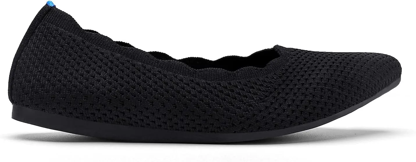 KBZone Women's Knit Ballet Flats Fashion Pointed Toe Walking Shoes Casual Slip-on Ballet Shoes