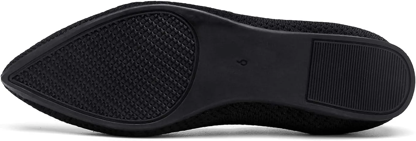 KBZone Women's Knit Ballet Flats Fashion Pointed Toe Walking Shoes Casual Slip-on Ballet Shoes