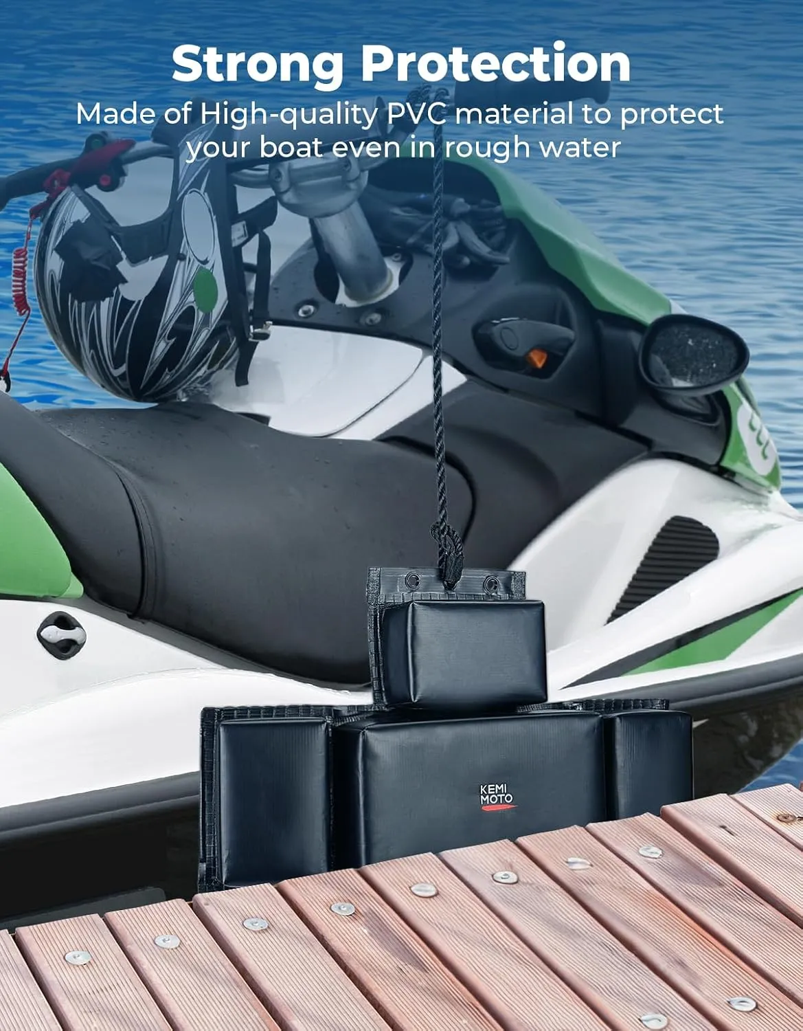 KEMIMOTO PWC Fender,Jet Ski Bumper Dock Bumper,Large Area Boat Fender for Docking,Folding Design Boat Bumper with 19.7in Horizon Length,2Packs