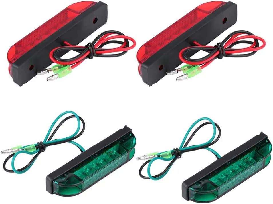 Kennso 4Pcs Navigation RED & GREEN Bulb Lights Strip Light Bar Kit Utility Strip Bar for Marine Boat Yach