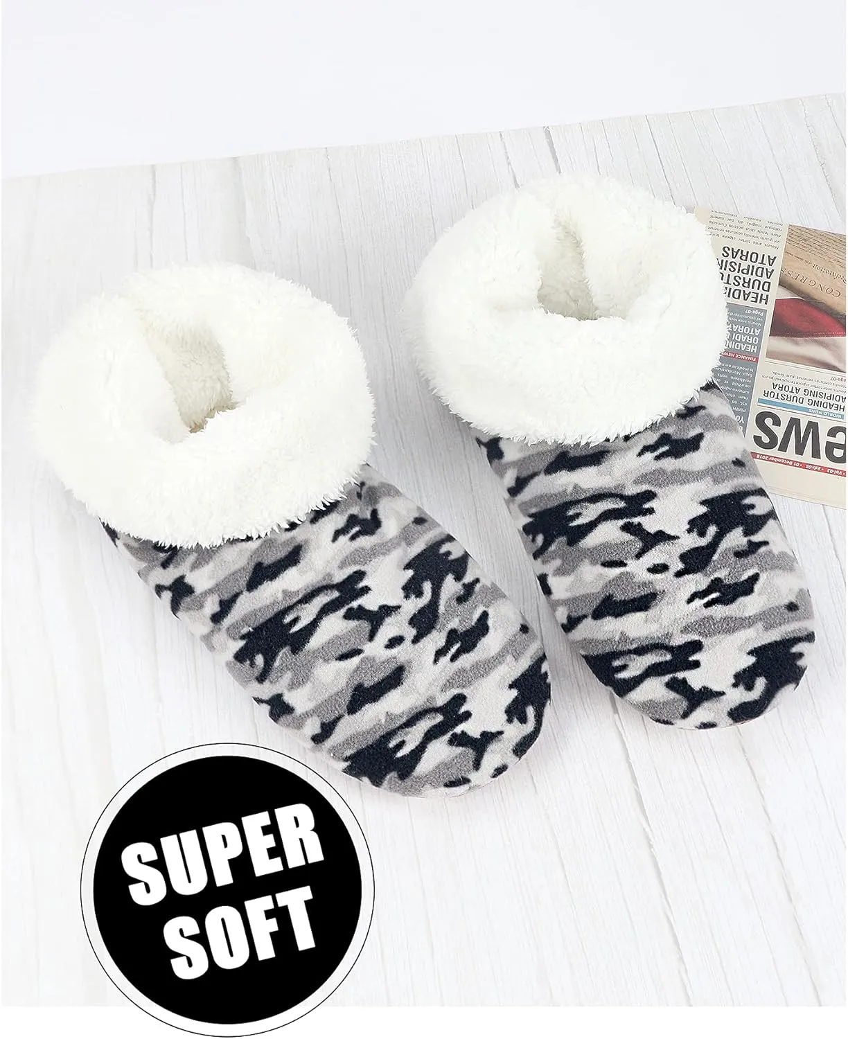 Keyela Slipper Socks Soft Cozy Thick House Indoor Boot Sock Shoes with Anti-Skid Bottom Soles for Men's