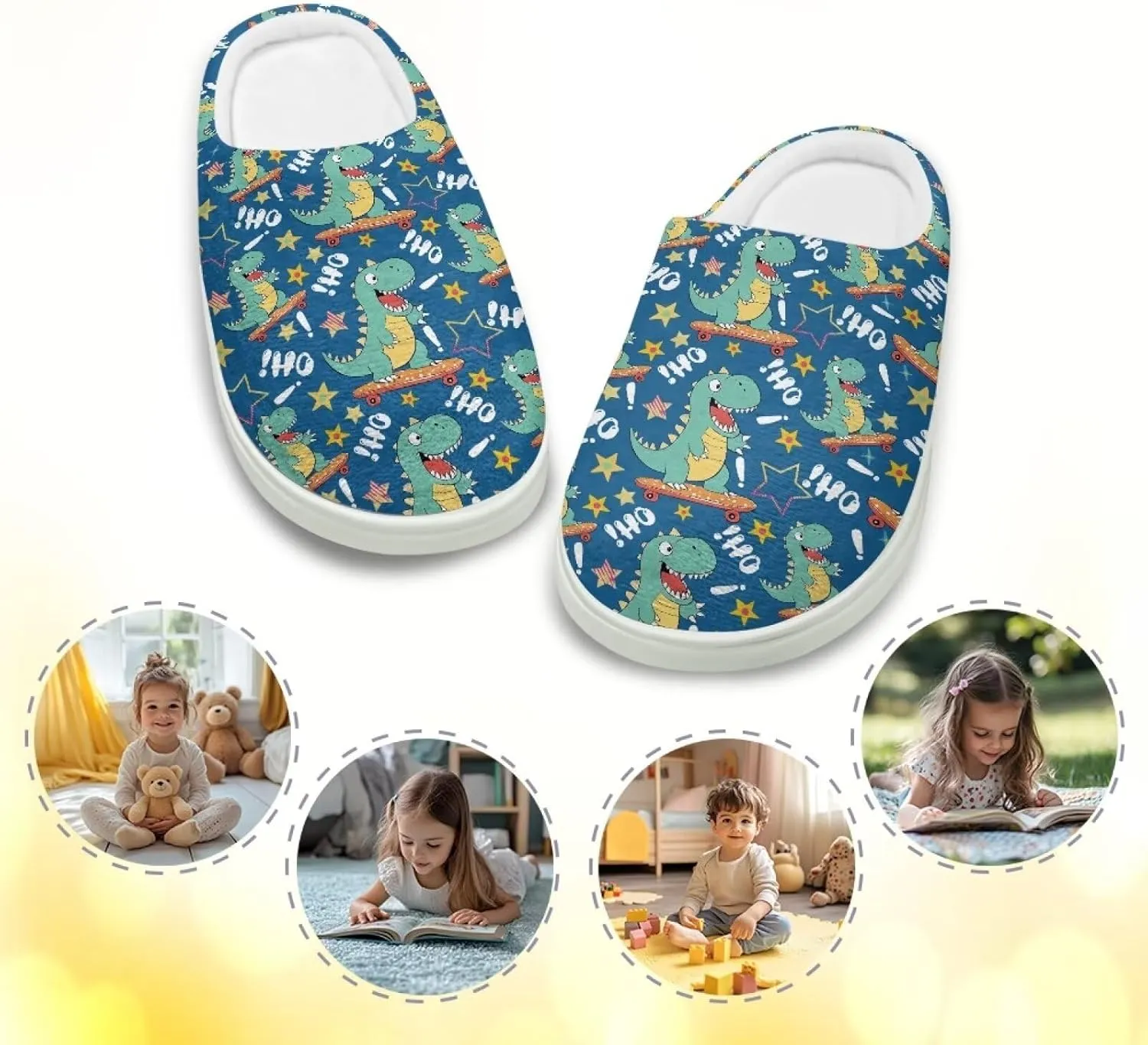 Kids Animal Cotton Slipper Warm Winter Soft Fuzzy Furry Plush Outdoor Slipper Anti-Slip Home Slippers for Litter Kid US 9-15
