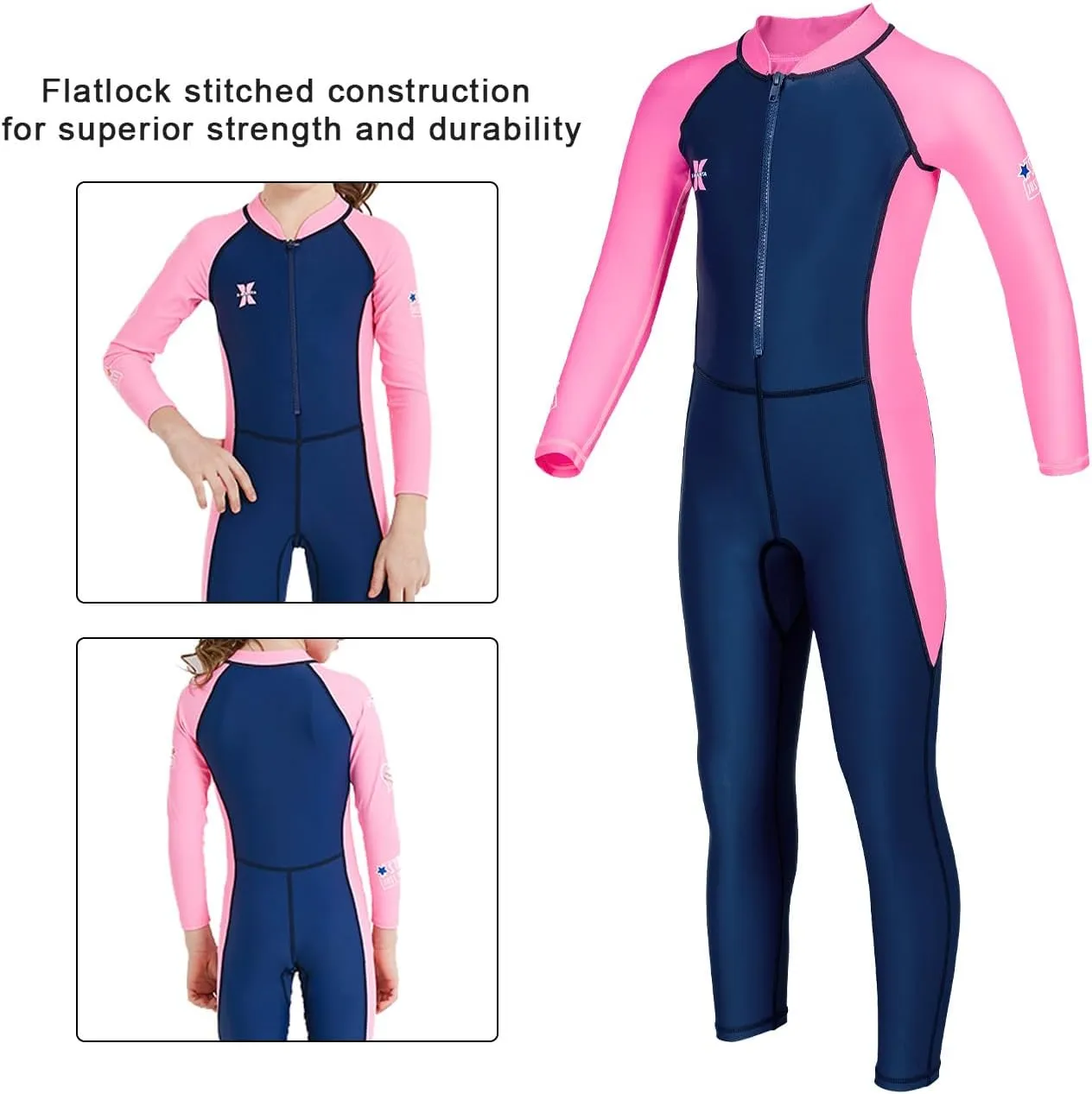 Kids Full Body Swimsuit One Piece Long Sleeve Wetsuit Skin Sun Protection Sunsuit Swimwear for Boys Girls