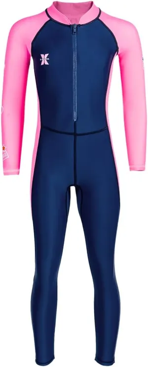 Kids Full Body Swimsuit One Piece Long Sleeve Wetsuit Skin Sun Protection Sunsuit Swimwear for Boys Girls