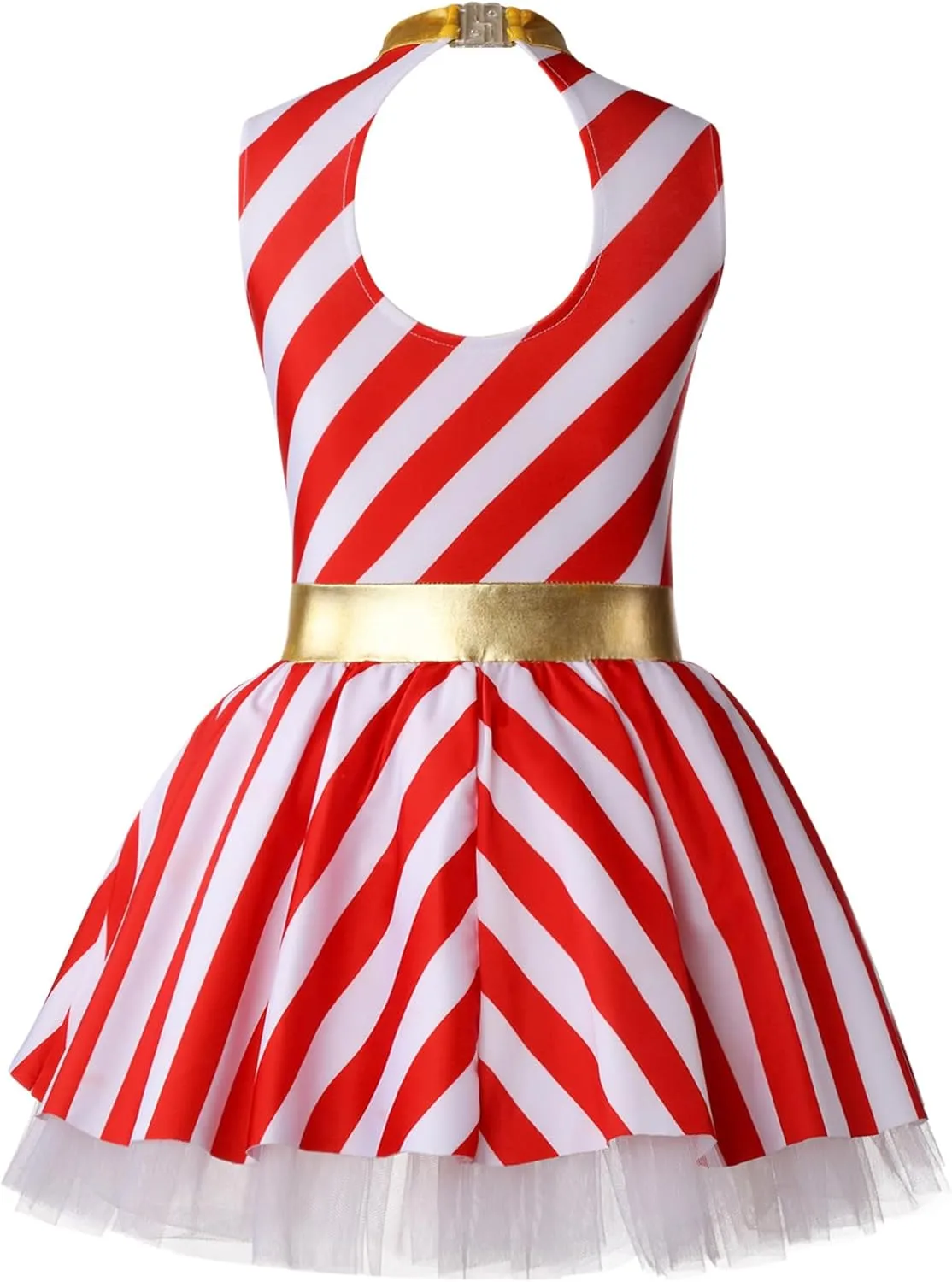 Kids Girls Christmas Dance Costumes Candy Cane Striped Ballet Dance Tutu Dress Figure Ice Skating Dress Dancewear