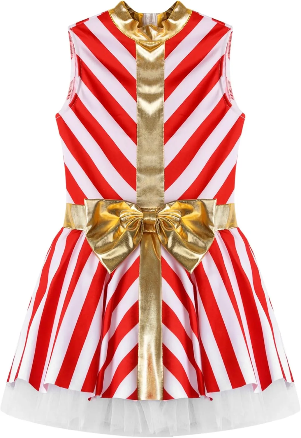 Kids Girls Christmas Dance Costumes Candy Cane Striped Ballet Dance Tutu Dress Figure Ice Skating Dress Dancewear