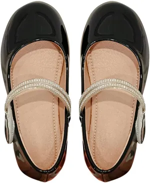 Kids Girls Dress Shoes Ballerina Flat𝐬 Toddler Mary Jane Low Heels Leather Student 𝗨niform Shoes for School