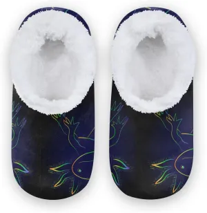 Kids Toddler Home House Slippers Non Slip Travel Rainbow Axolotl Winter Warm Fur Indoor Slipper Household Shoes for Boys Girls, 9-11
