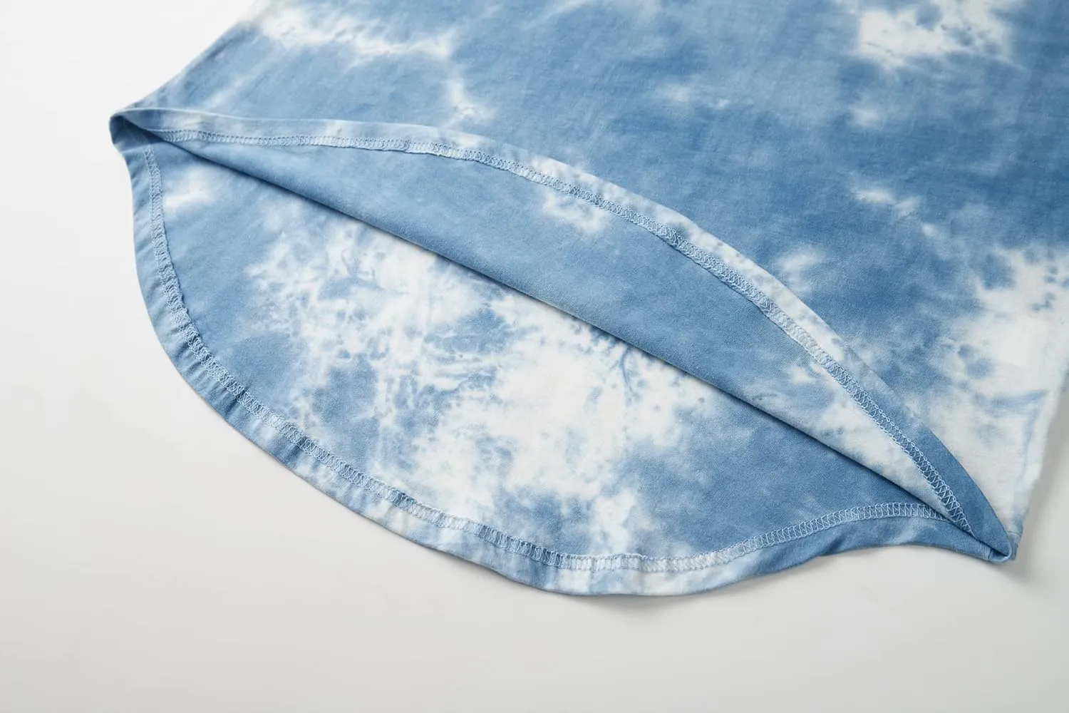 KLIEGOU Mens Hip Hop Tie-Dyed Hipster Curve Hem T Shirt