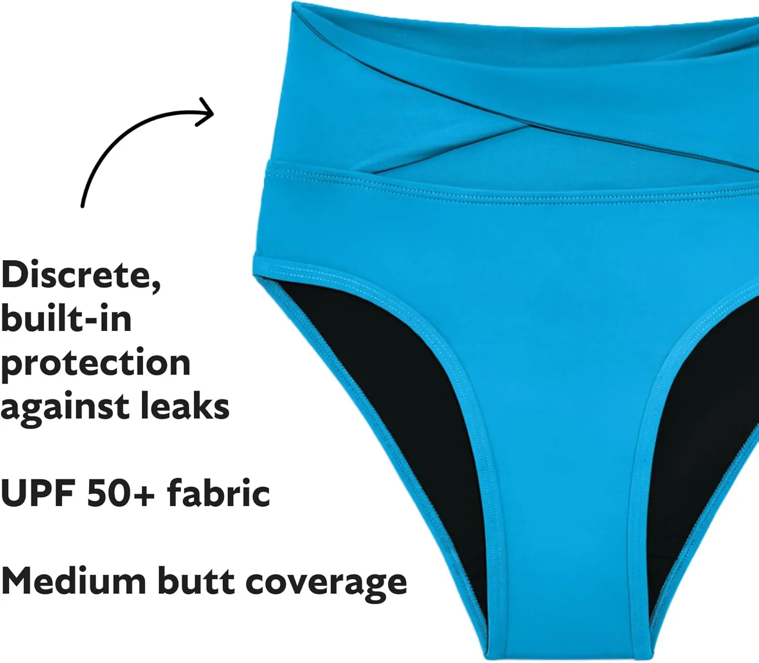 KNIX Kt Teen Period Swimwear Twist High Rise Bikini Bottom, Period Swim Bottom, UPF 50  Fabric, Machine Washable