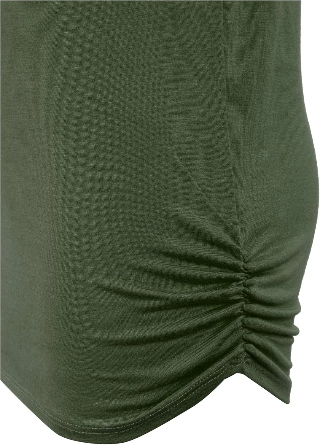 KOGMO Womens Short Sleeve Solid Basic Tunic Top Tee with Side Shirring