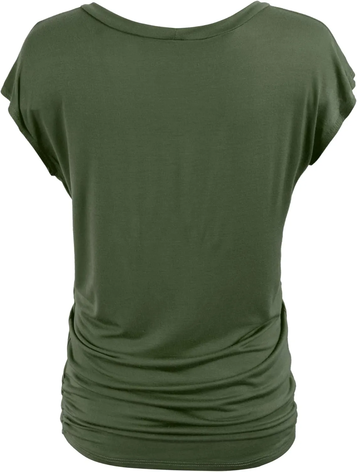 KOGMO Womens Short Sleeve Solid Basic Tunic Top Tee with Side Shirring