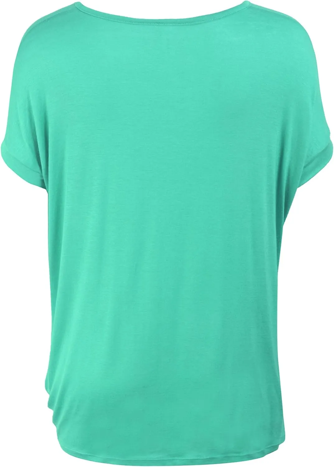 KOGMO Womens Solid Basic Boatneck Dolman Top with Knot on Hemline