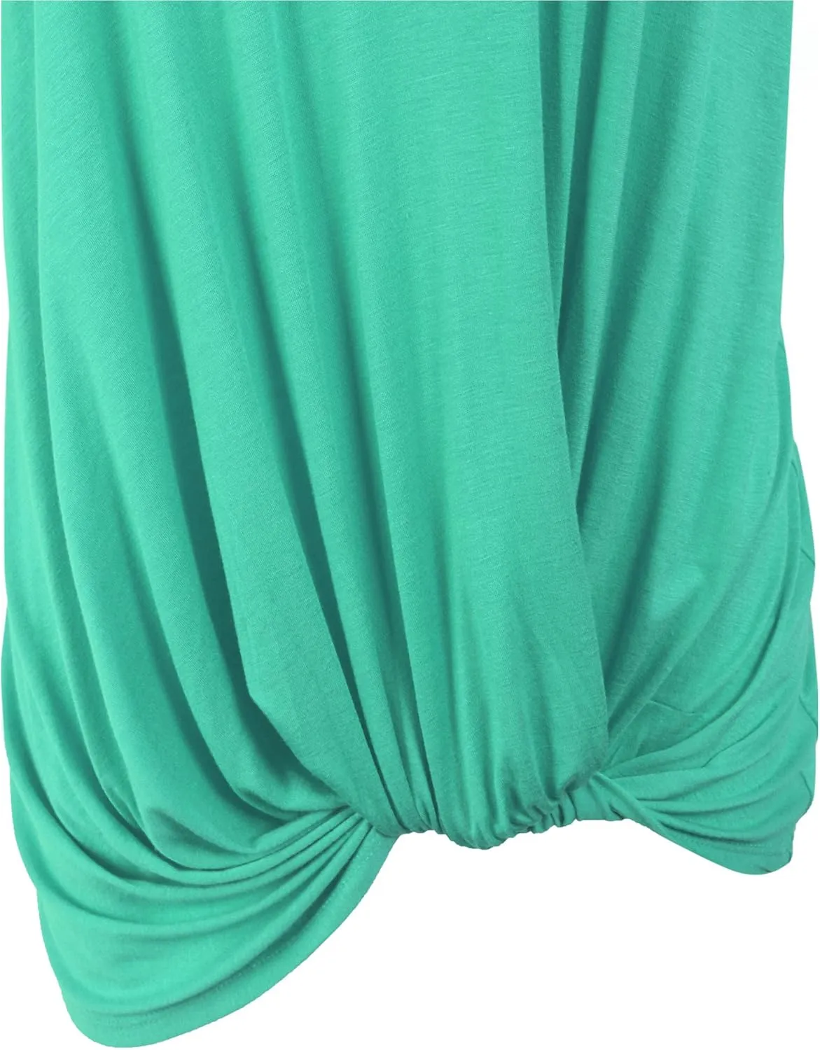 KOGMO Womens Solid Basic Boatneck Dolman Top with Knot on Hemline