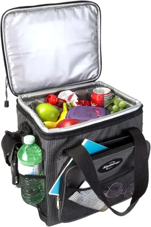 Koolatron Electric Portable Cooler Plug in 12V Car Cooler Bag, 14 qt (13 L) Black/Gray Soft-Sided No Ice Thermo Electric Portable Fridge for Camping, Adjustable Shoulder StrapTravel Road Trips.
