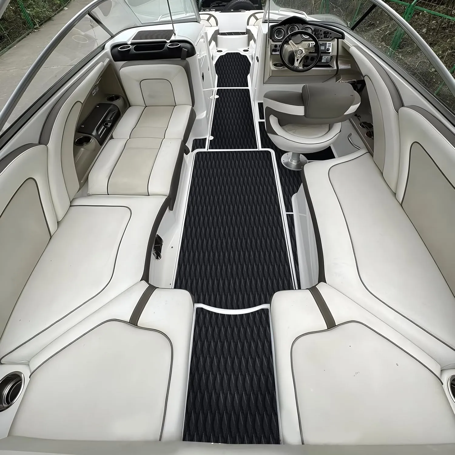 KXKZREN EVA Foam Boat Decking Self-Adhesive Boat Flooring Sheet Non-Skid DIY Traction Pads Grip Mat for Boat Kayak Yacht SUP Board Canoe Golf Cart RV Flooring, 21.6" x 90.55"/12.2"x 45.2"