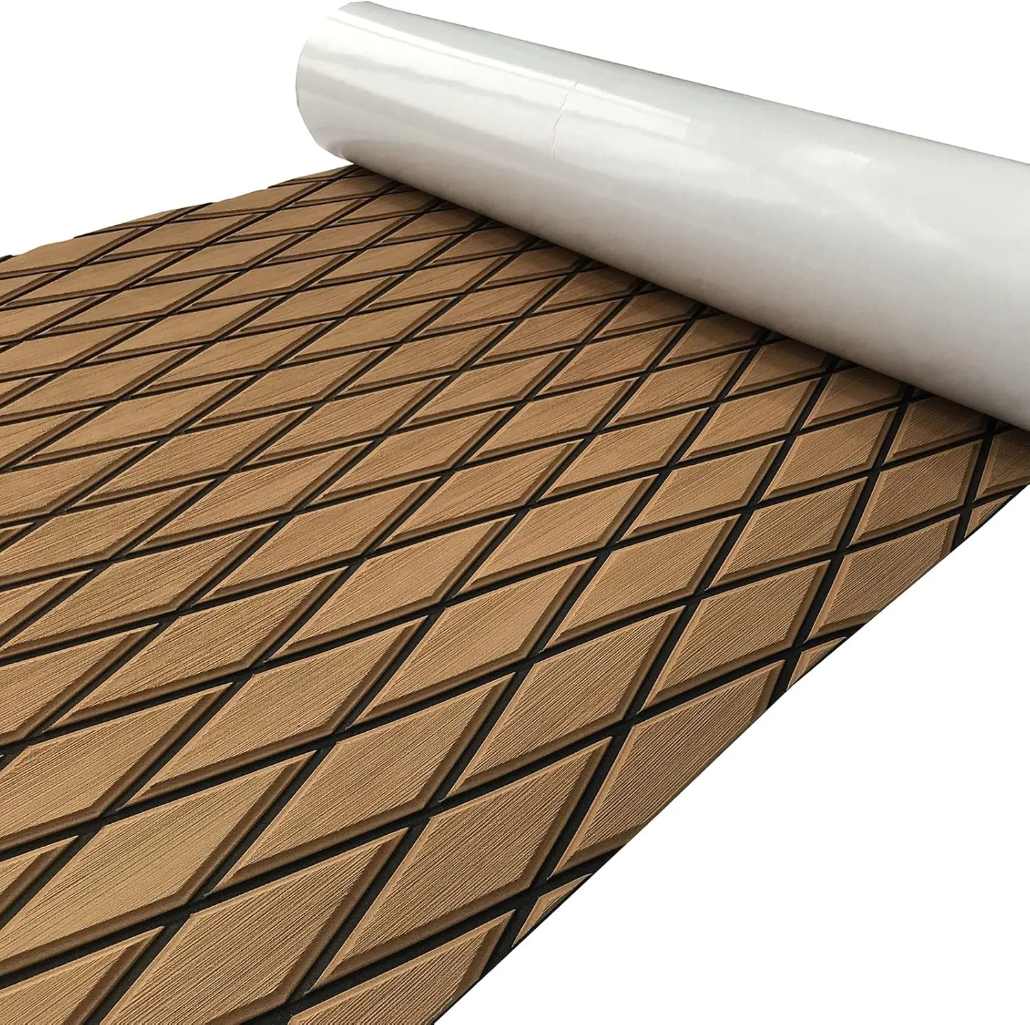 KXKZREN EVA Foam Boat Flooring Decking Sheet 6mm Thick Diamond Anti-Slip Marine Flooring Mat Self Adhesive Deck Pad for Bass Boat Yacht Motorboat RV Cooler Tops, 74.8"x27.6" / 93.8"x43.9"