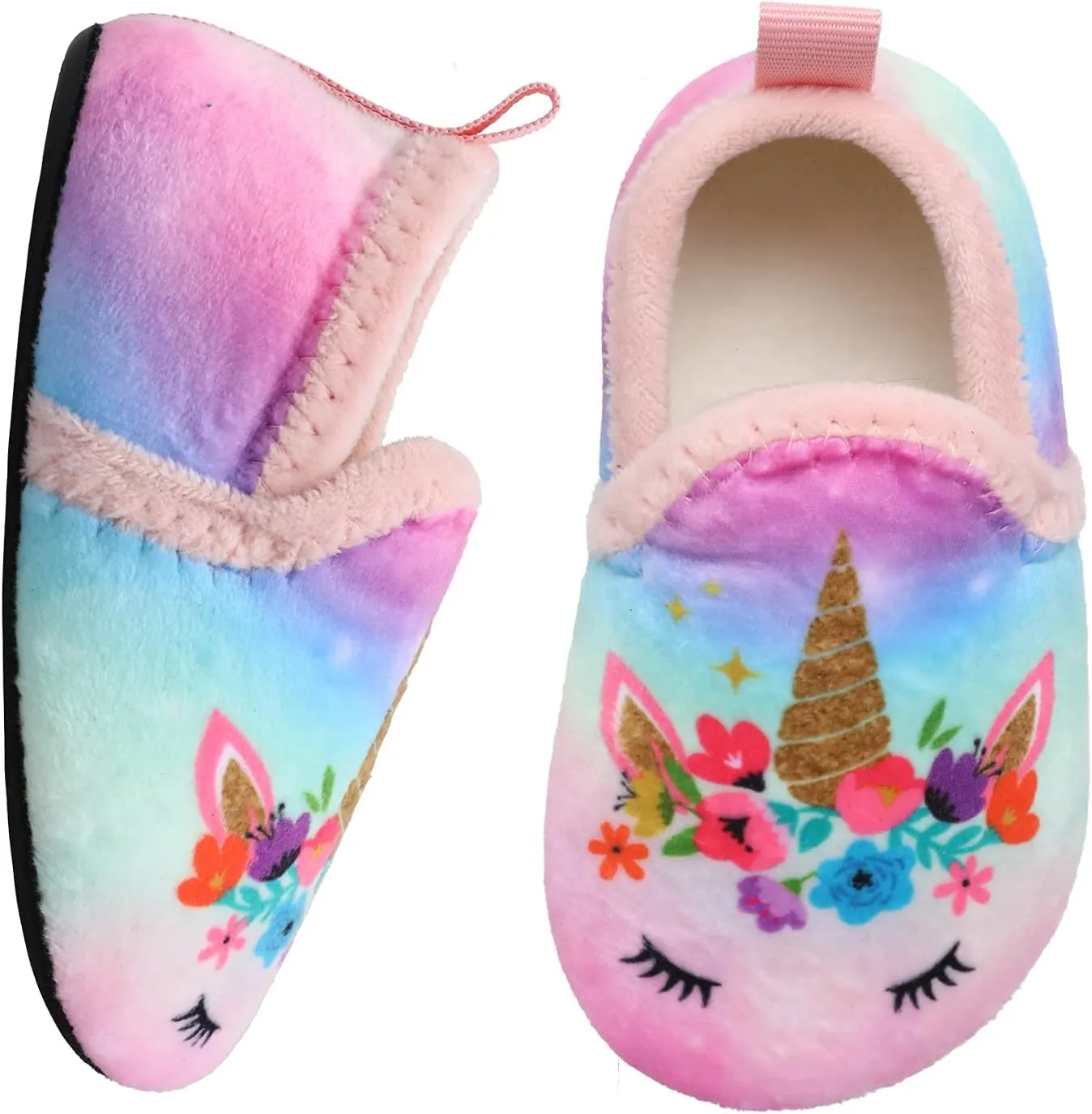L-RUN Toddler Boys Girls House Slippers Indoor Home Shoes Warm Slipper Socks for Kids Baby Soft Winter Warm Walking Shoes