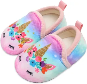 L-RUN Toddler Boys Girls House Slippers Indoor Home Shoes Warm Slipper Socks for Kids Baby Soft Winter Warm Walking Shoes