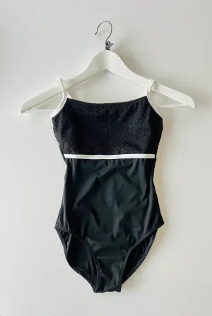 Lace Top Camisole Leotard - Black
