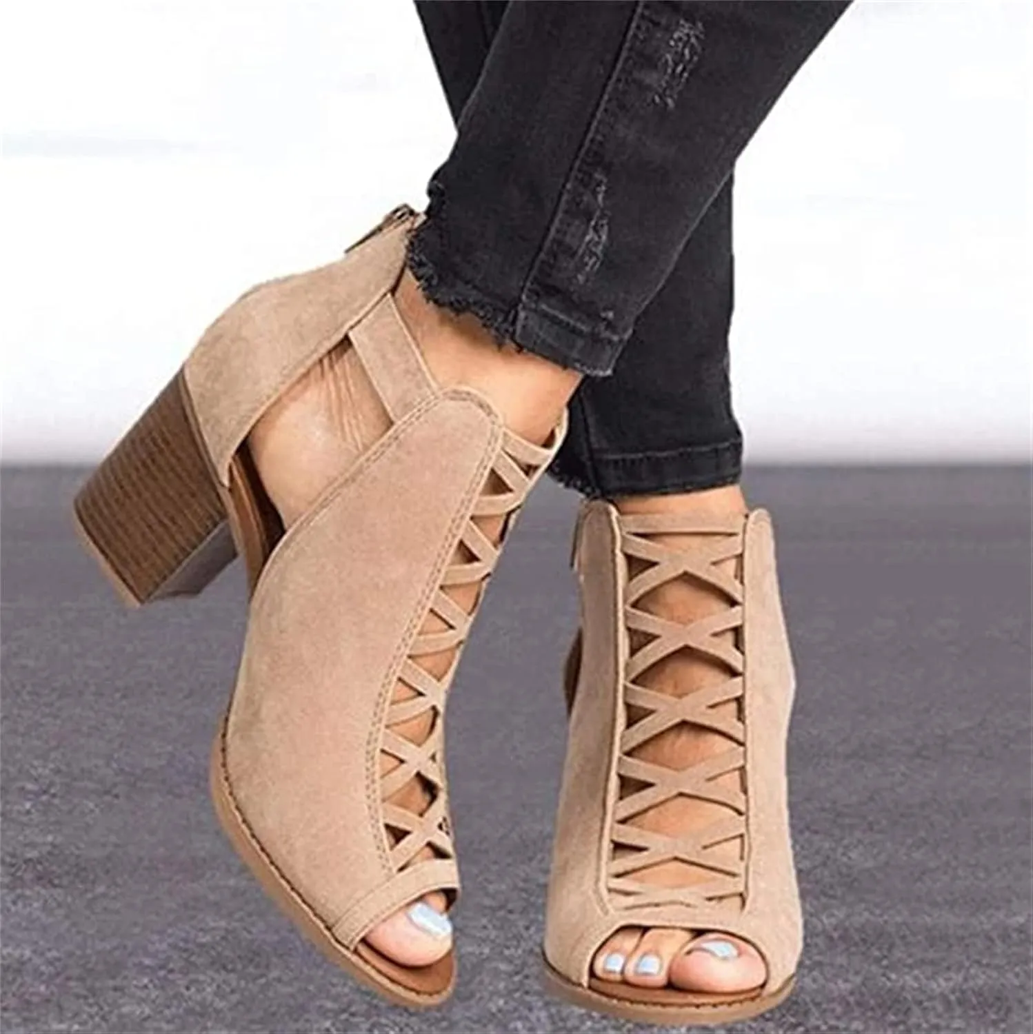 Ladmiple Sandals Women,Womens 2023 Summer Casual Open Toe Platform Sandals High Heel Wedge Slippers Ankle Buckle Shoes