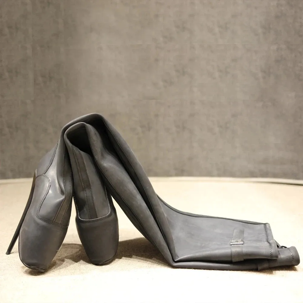 Latex Material Ballet Boots Thin Heel Side-Zip Over-the-Knee Women Sexy Fetish Stretch Boots