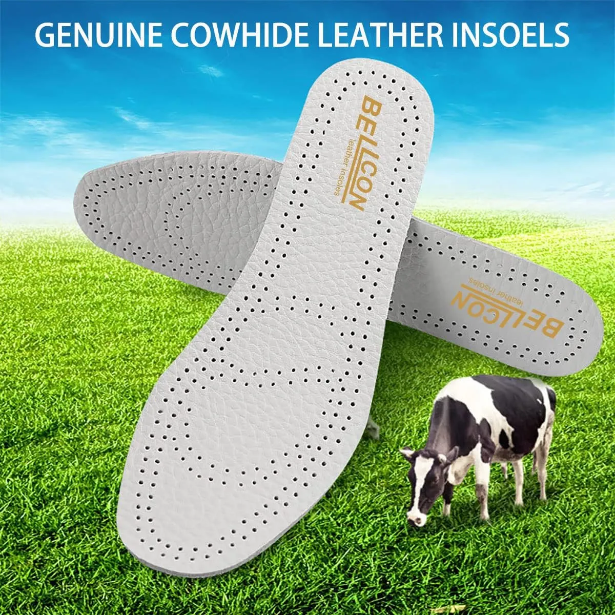 Leather Insoles for Women Nonslip Thin Shoe Pads with Activated Carbon Foam for Odor Eaters Thin Leather Inserts for Womens Flat Feet (3 Pairs/Womens US 5-5.5)