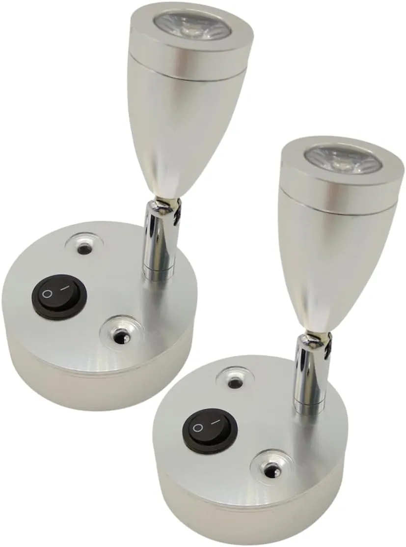 Led Camper Light for Inside 2 Pcs Marine Reading Lights Brushed Nickel 3w 24v 3000k Warm White Led Lighting